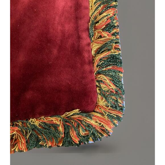 Deco Hollywood Regency Pillow Cover Velvet Fringe 20x20 Burgundy Green Tan - Picture 4 of 4